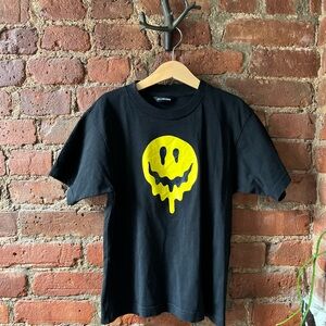 Balenciaga Black Tee with Dripping Yellow Smiley